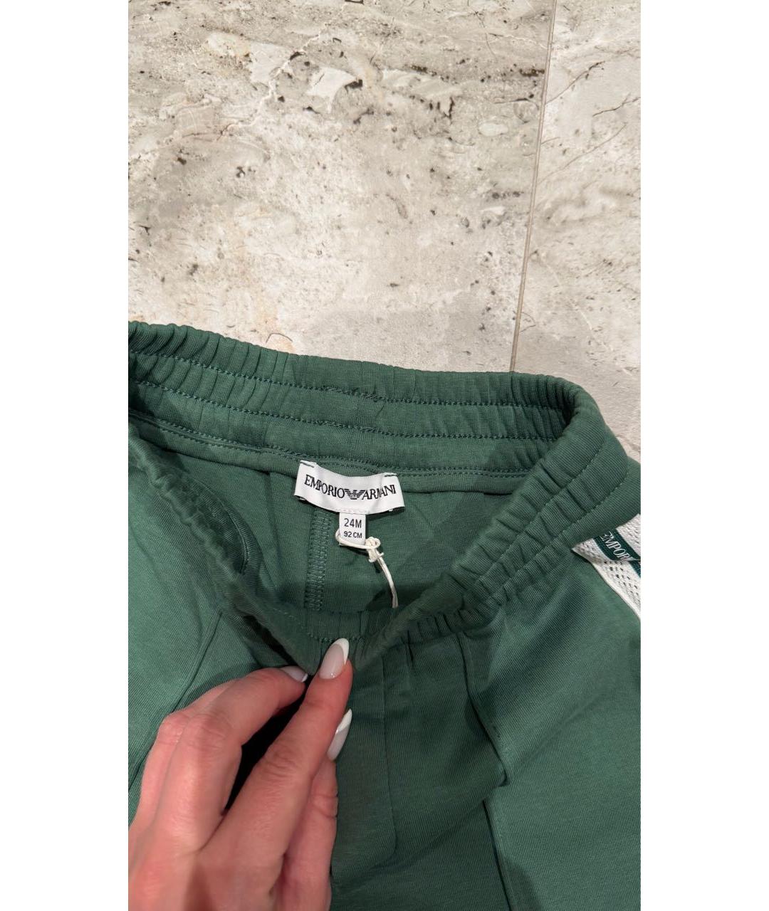 EMPORIO ARMANI Зеленые хлопковые брюки и шорты, фото 3