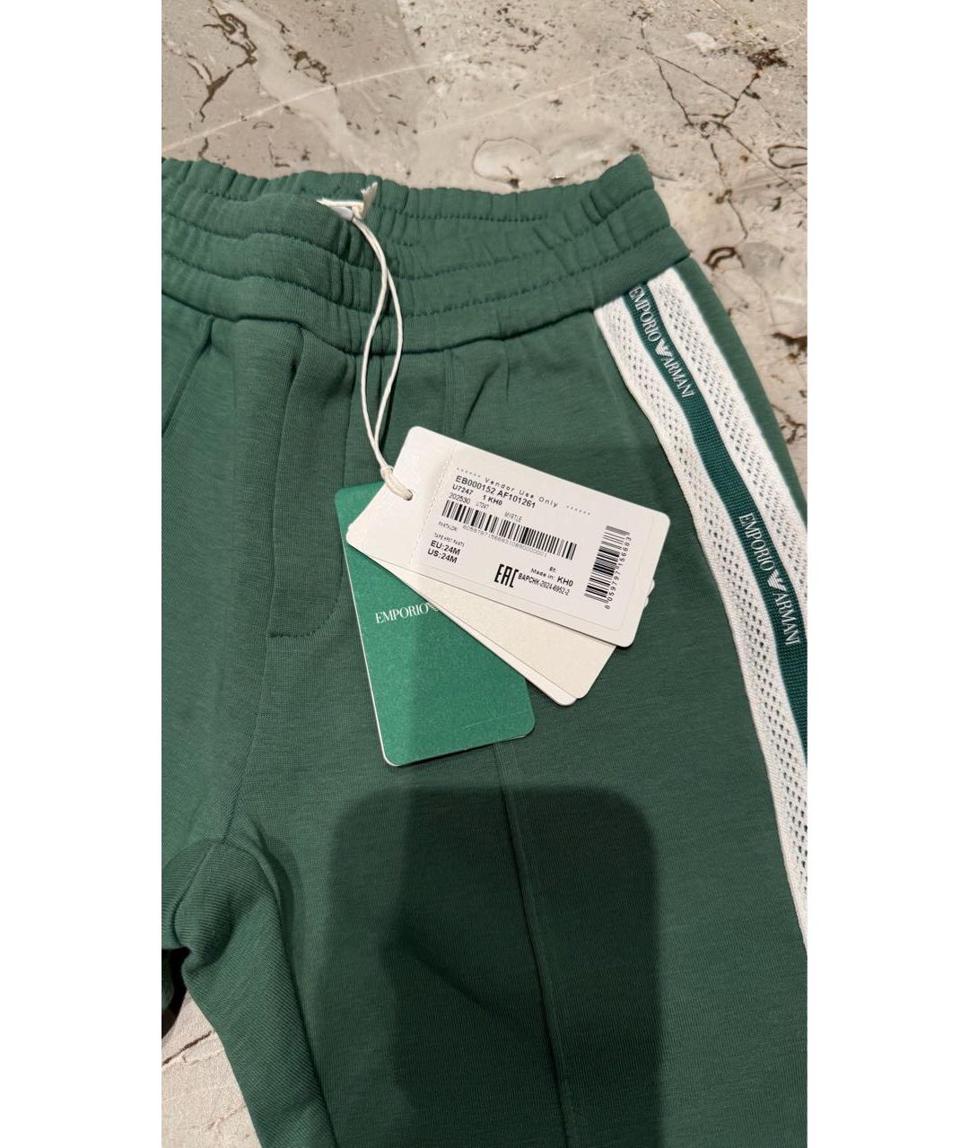 EMPORIO ARMANI Зеленые хлопковые брюки и шорты, фото 4