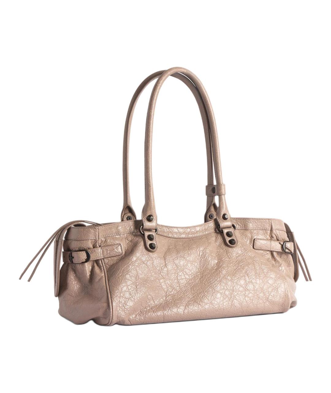 BALENCIAGA Бежевая кожаная сумка через плечо, фото 3