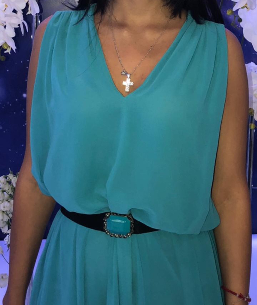 PINKO Голубое шифоновое вечернее платье, фото 2