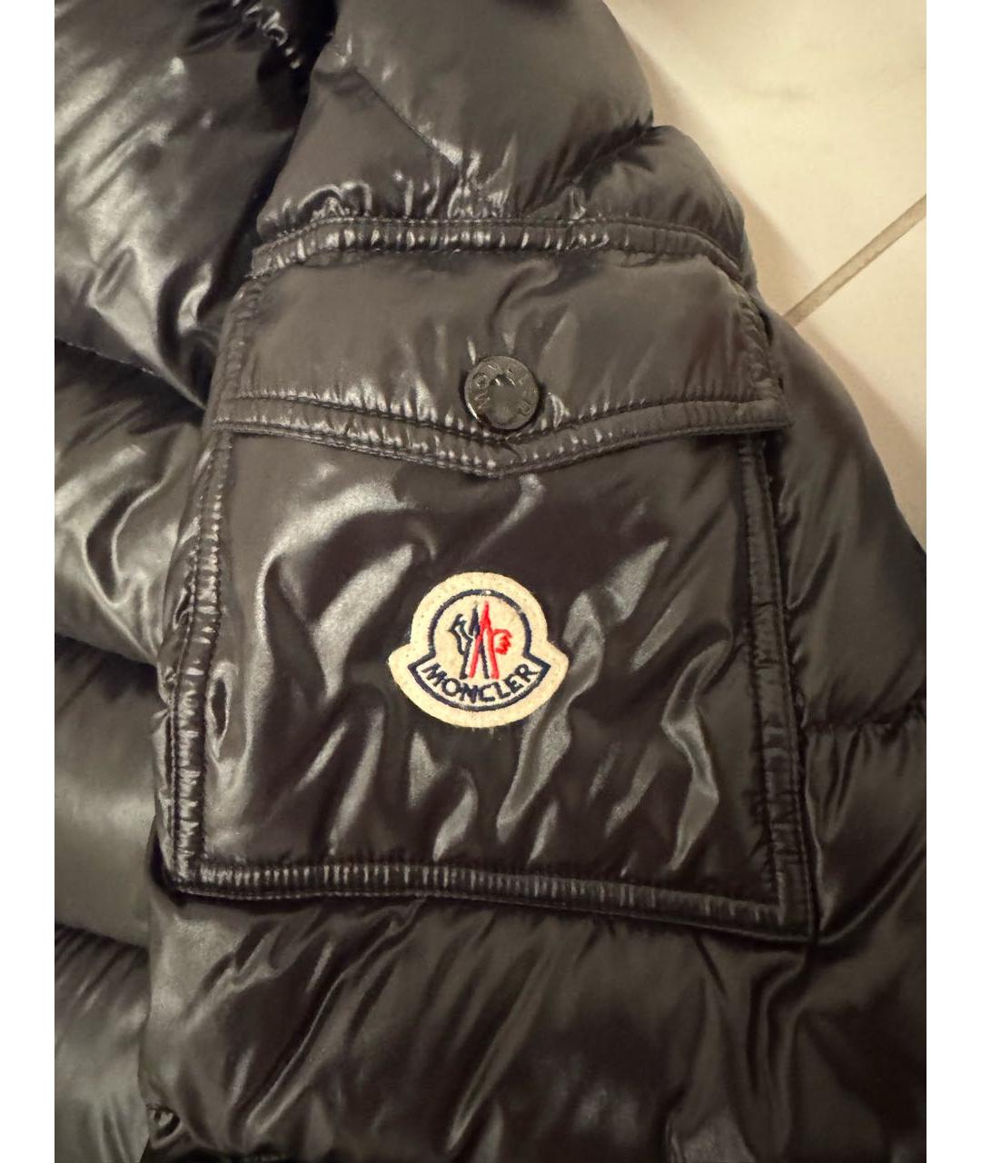 MONCLER Черный полиэстеровый пуховик, фото 7