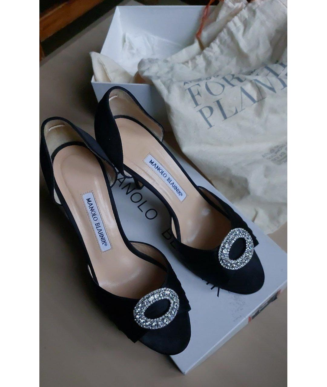 MANOLO BLAHNIK Черные текстильные туфли, фото 3