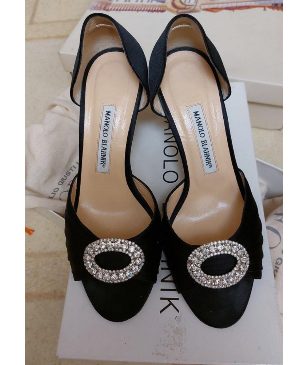 MANOLO BLAHNIK Черные текстильные туфли, фото 2