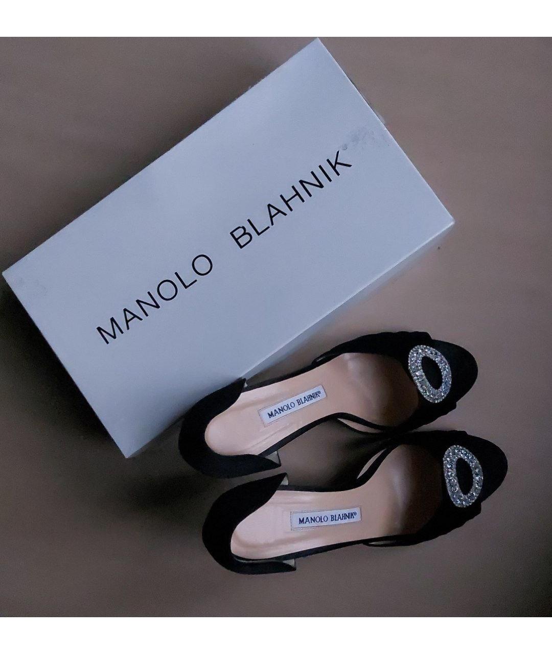 MANOLO BLAHNIK Черные текстильные туфли, фото 4
