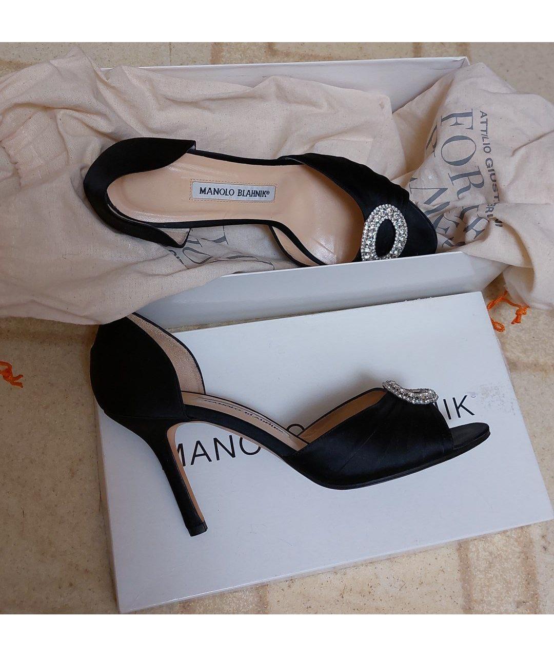 MANOLO BLAHNIK Черные текстильные туфли, фото 8