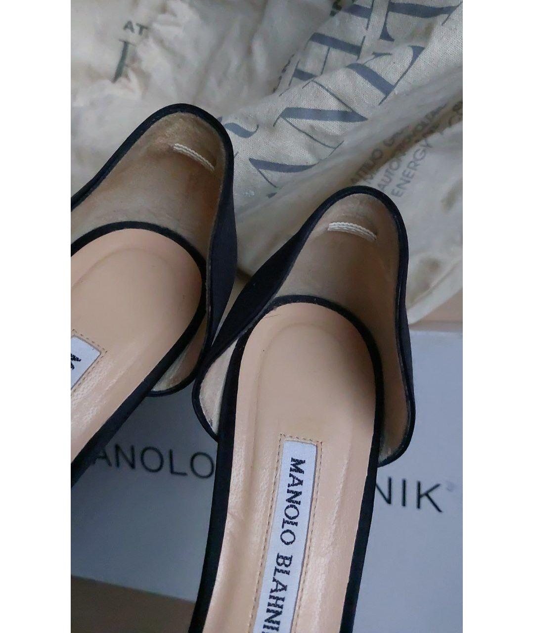 MANOLO BLAHNIK Черные текстильные туфли, фото 7