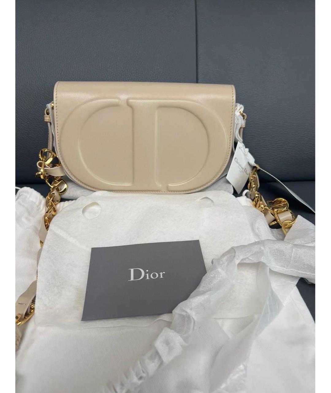 CHRISTIAN DIOR Бежевая кожаная сумка через плечо, фото 2