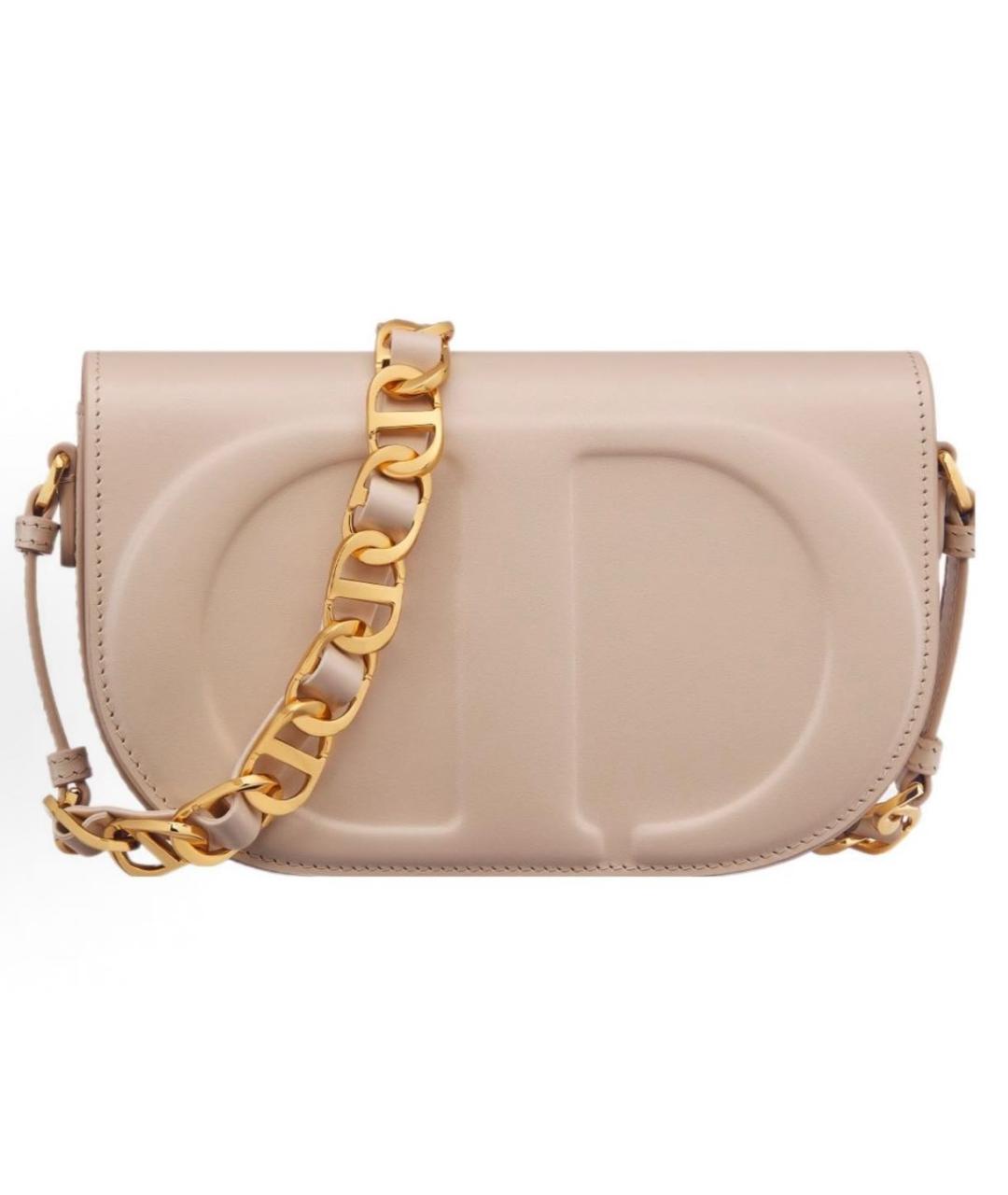 CHRISTIAN DIOR Бежевая кожаная сумка через плечо, фото 1