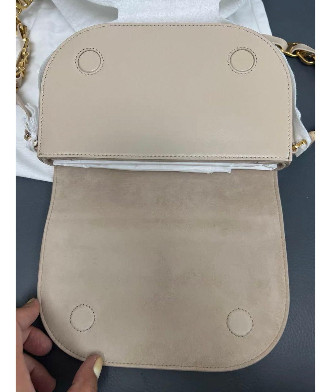 CHRISTIAN DIOR Бежевая кожаная сумка через плечо, фото 5