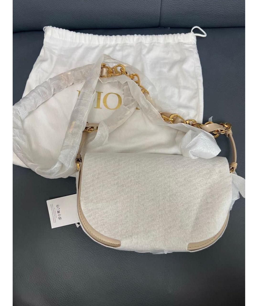 CHRISTIAN DIOR Бежевая кожаная сумка через плечо, фото 6