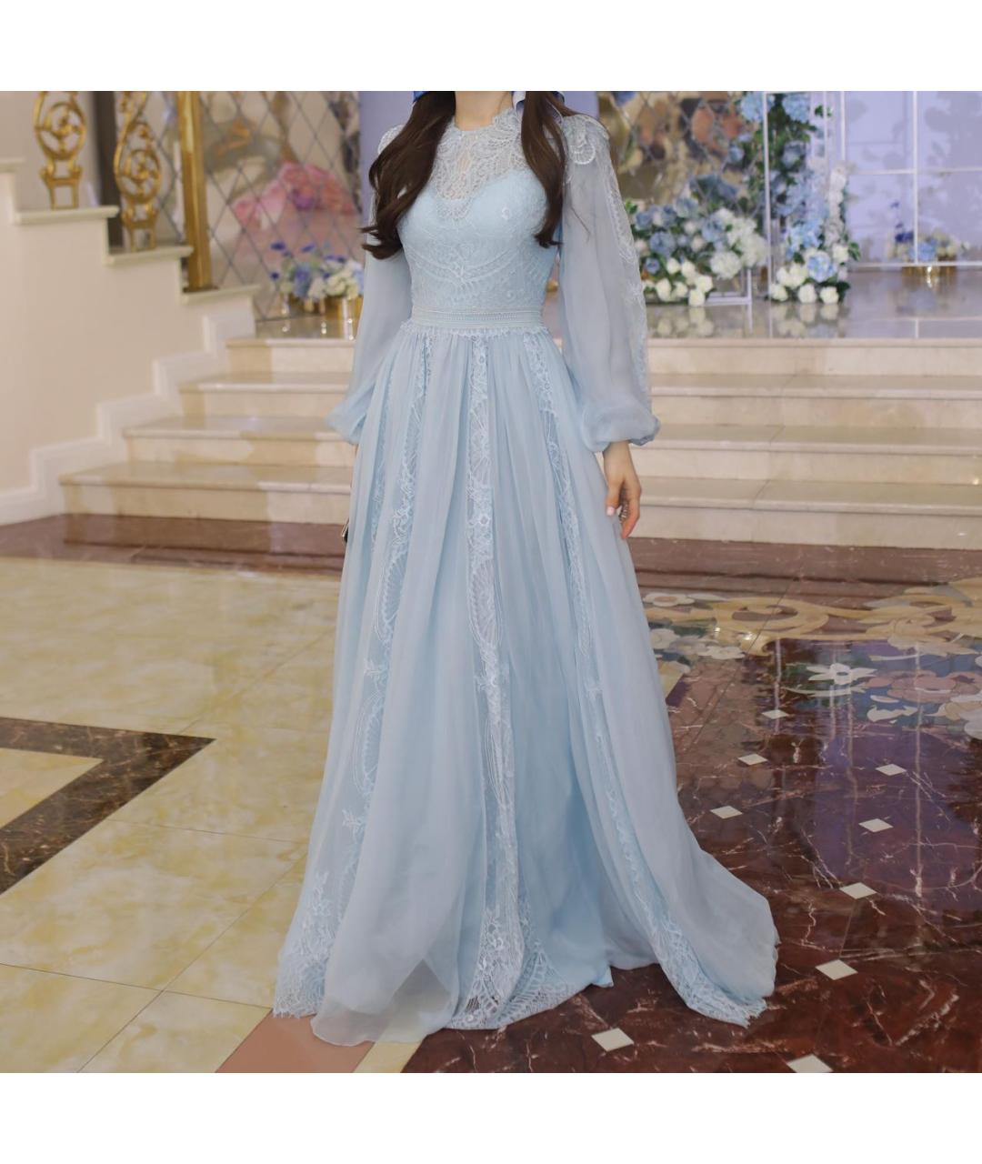 ZUHAIR MURAD Голубое шелковое вечернее платье, фото 2