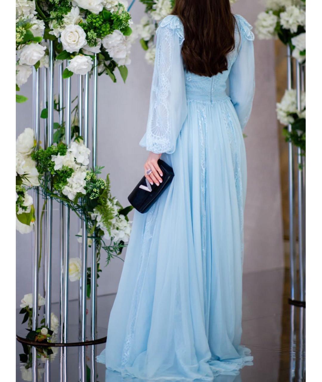 ZUHAIR MURAD Голубое шелковое вечернее платье, фото 3