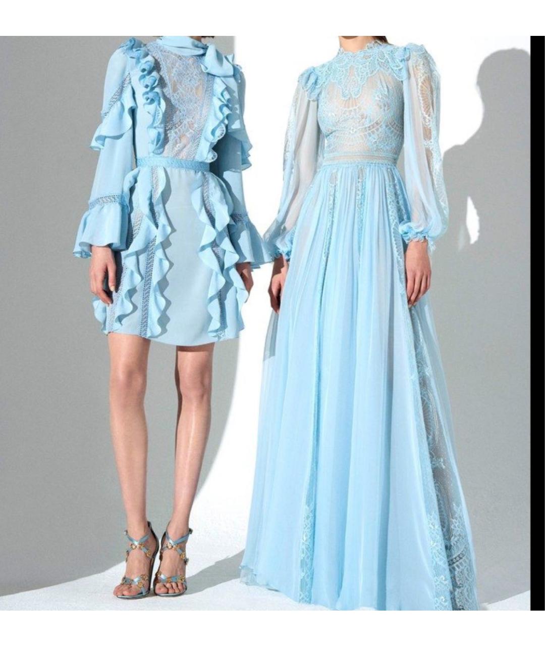 ZUHAIR MURAD Голубое шелковое вечернее платье, фото 4