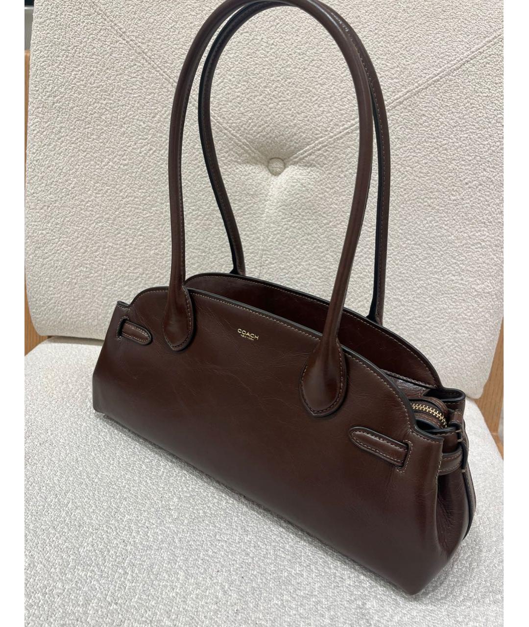 COACH Коричневая кожаная сумка через плечо, фото 7