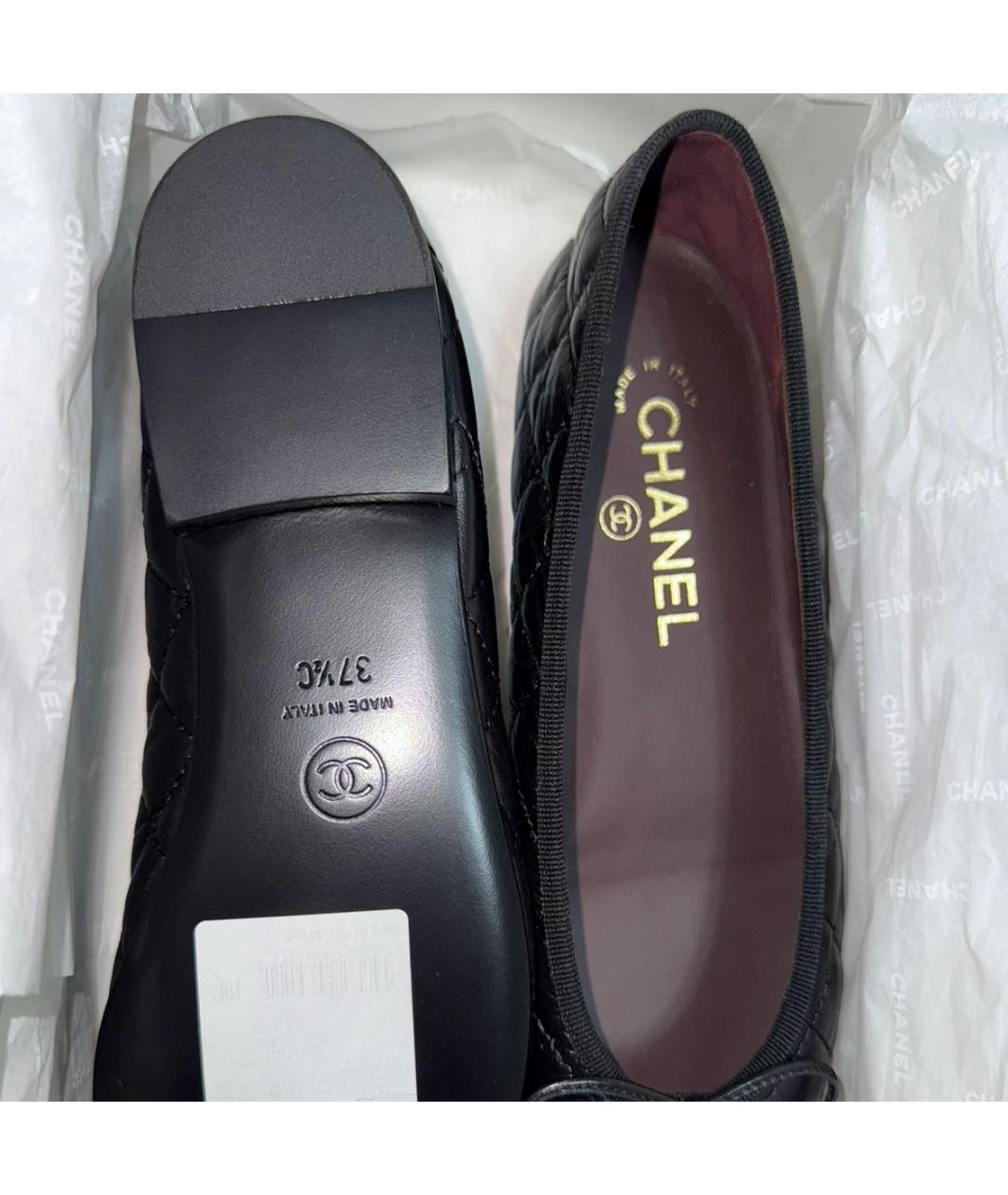 CHANEL Черные кожаные балетки, фото 3