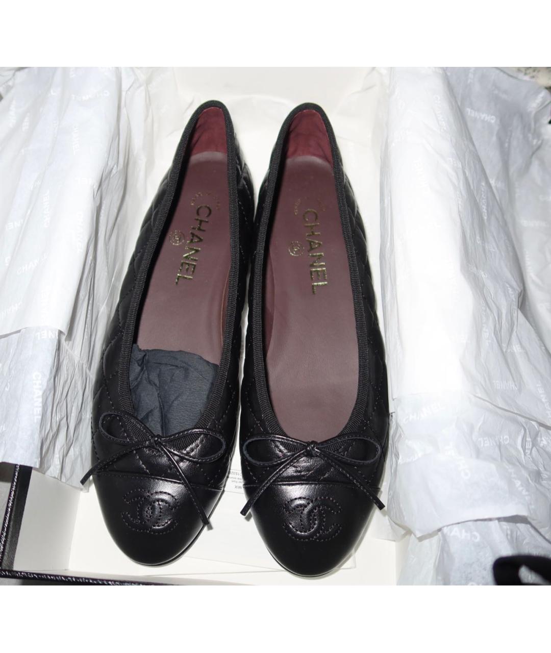 CHANEL Черные кожаные балетки, фото 4