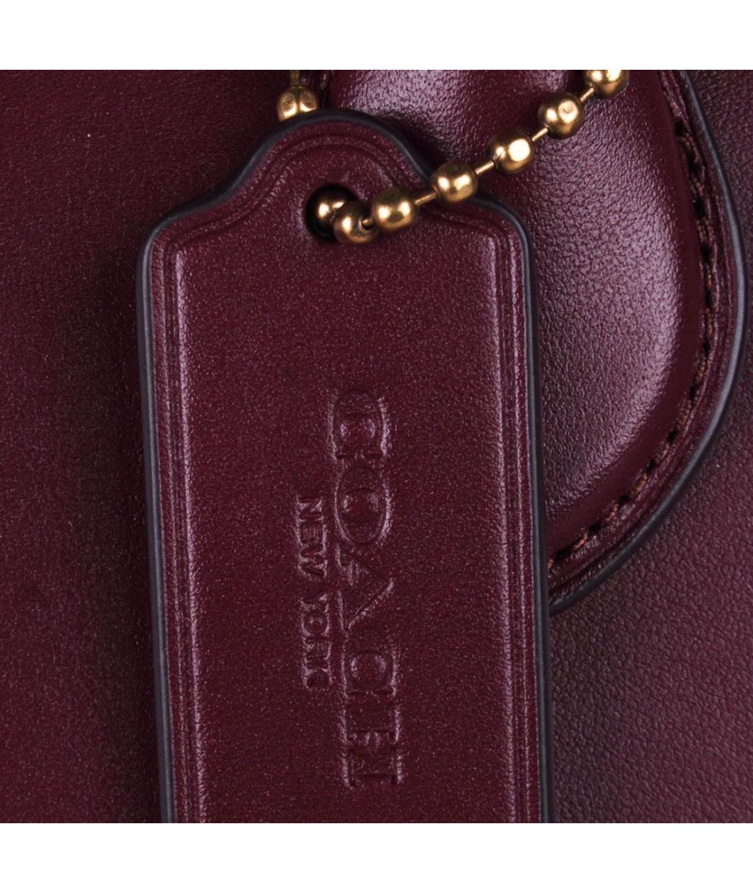 COACH Бордовая кожаная сумка тоут, фото 6