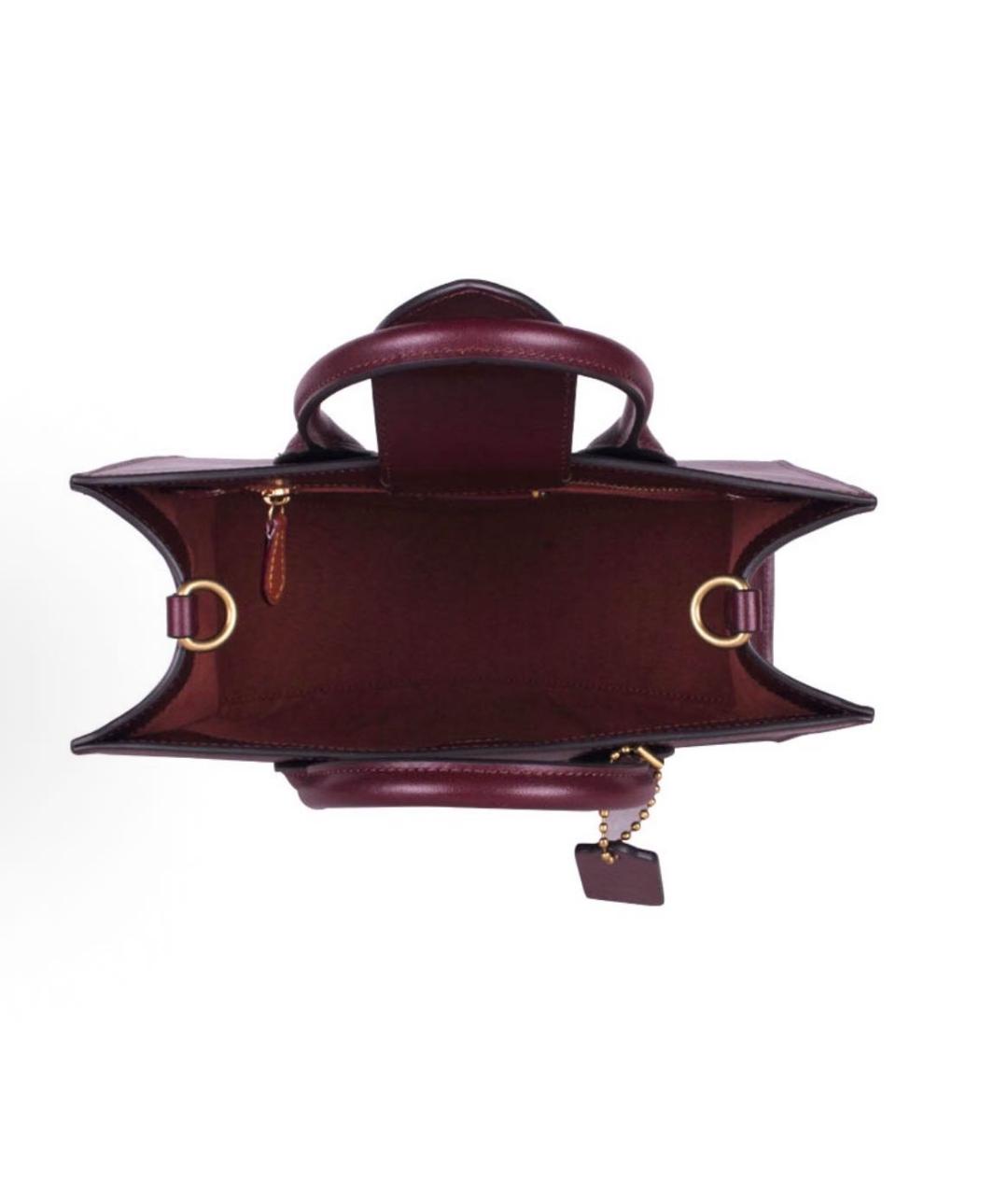 COACH Бордовая кожаная сумка тоут, фото 5