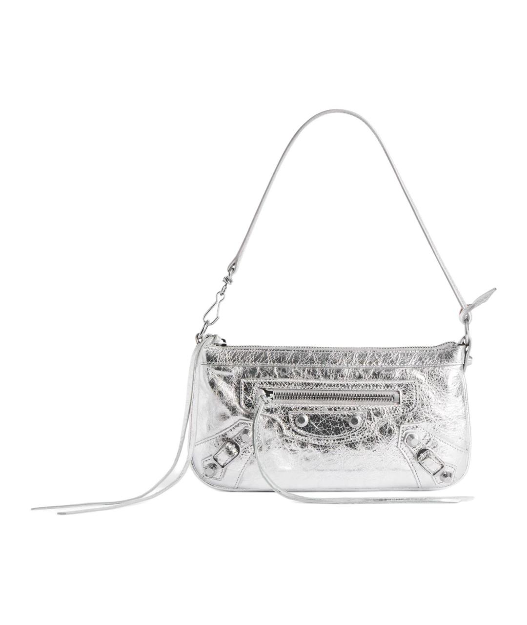 BALENCIAGA Серебряная кожаная сумка через плечо, фото 1