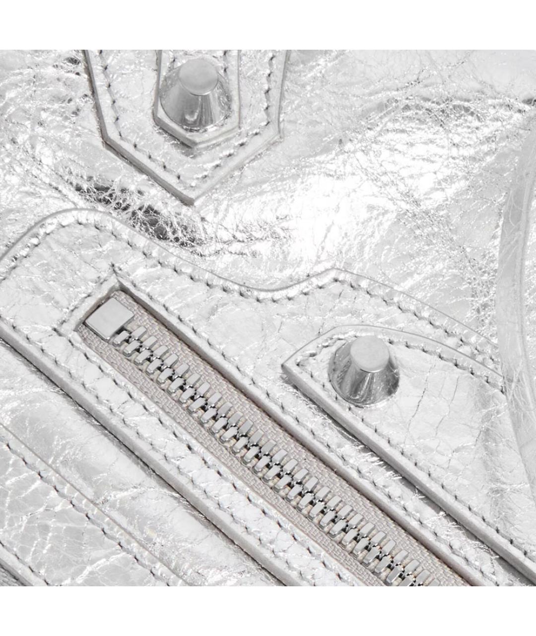 BALENCIAGA Серебряная кожаная сумка через плечо, фото 6