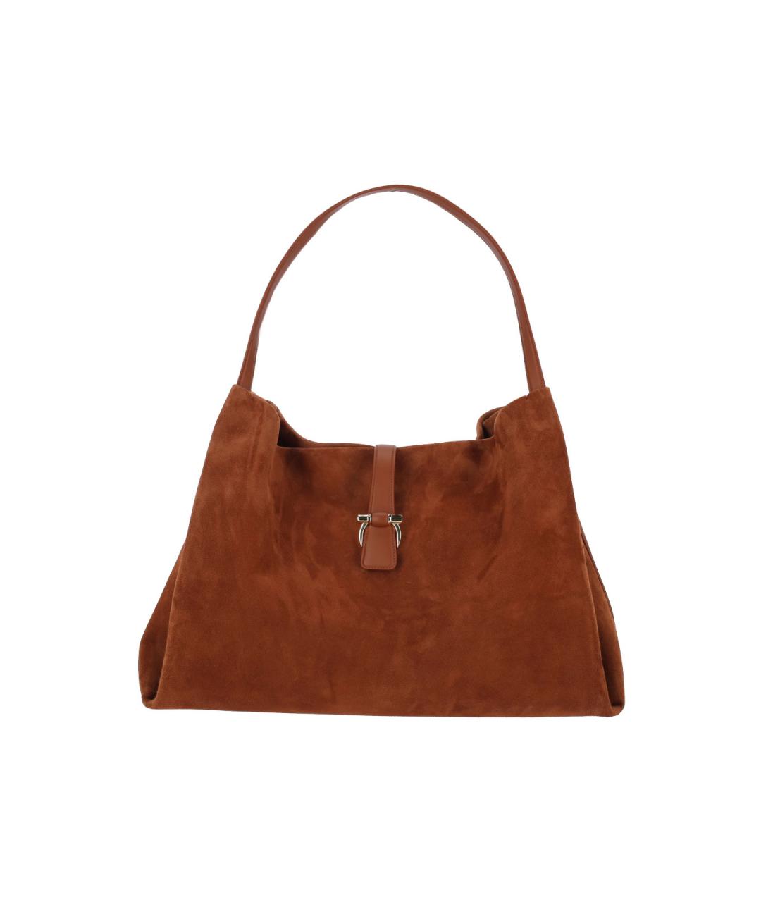 FERRAGAMO Коричневая замшевая сумка с короткими ручками, фото 1