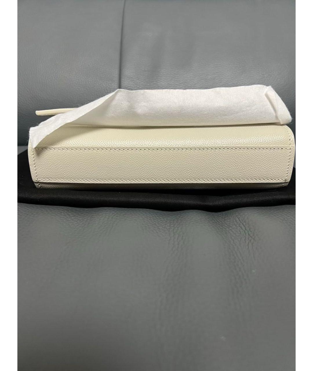 SAINT LAURENT Белая кожаная сумка через плечо, фото 4