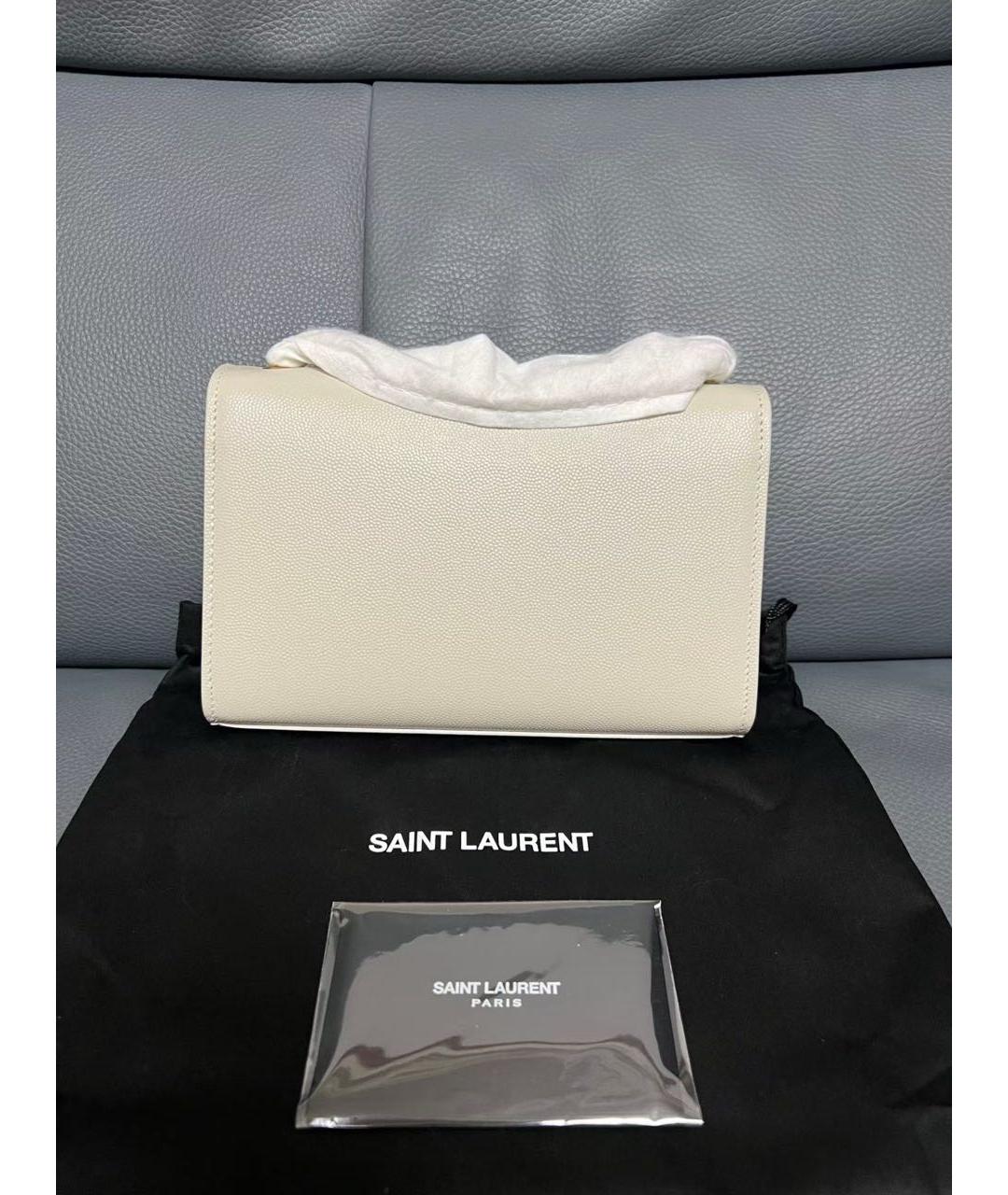 SAINT LAURENT Белая кожаная сумка через плечо, фото 3