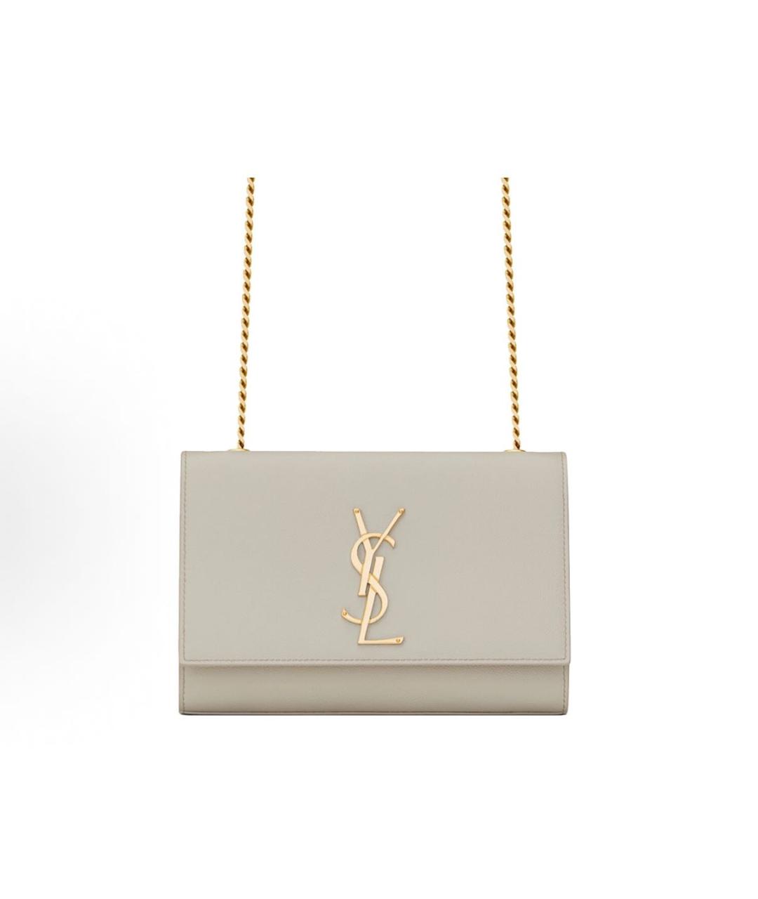 SAINT LAURENT Белая кожаная сумка через плечо, фото 5