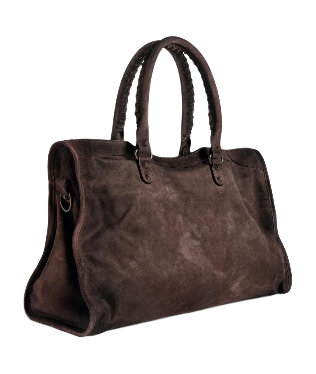 BALENCIAGA Коричневая замшевая сумка на плечо, фото 4