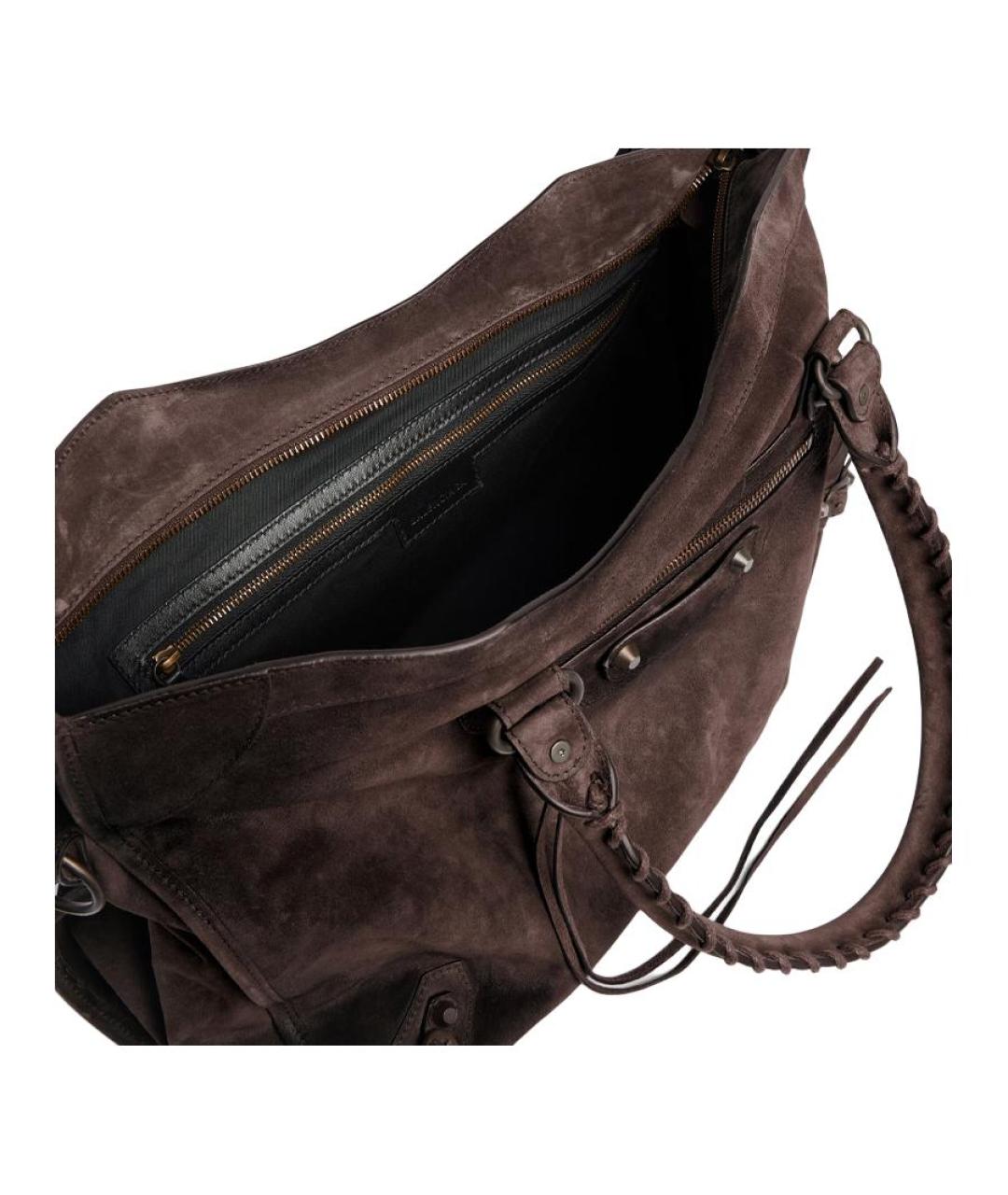 BALENCIAGA Коричневая замшевая сумка на плечо, фото 5