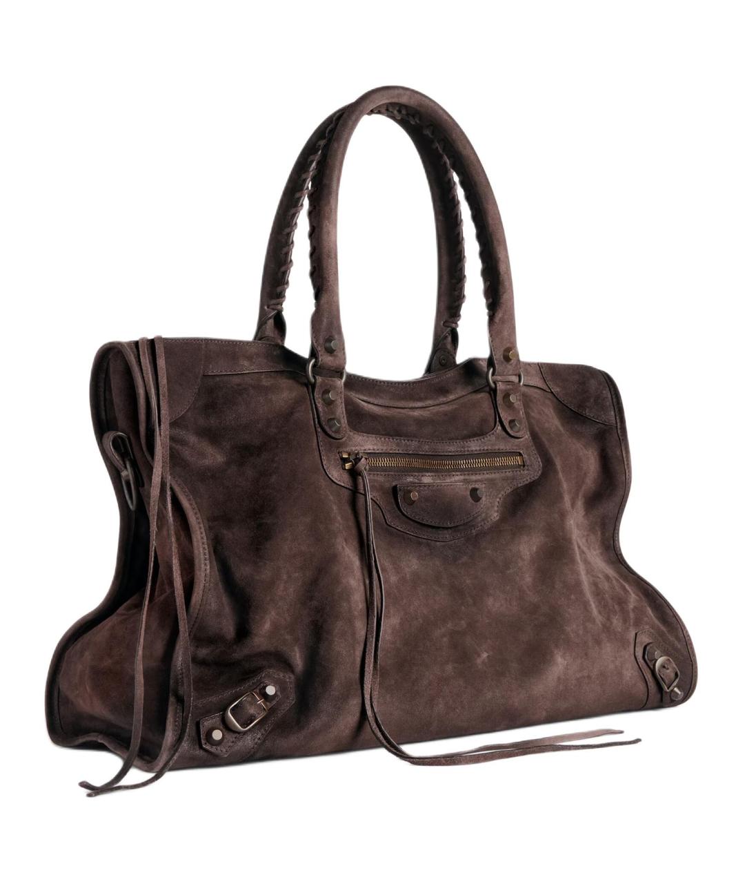 BALENCIAGA Коричневая замшевая сумка на плечо, фото 3