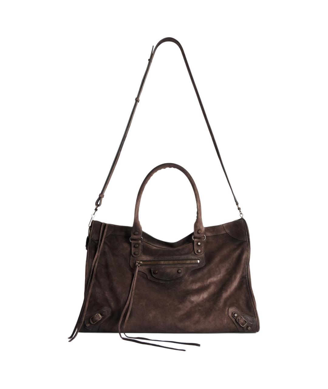 BALENCIAGA Коричневая замшевая сумка на плечо, фото 2