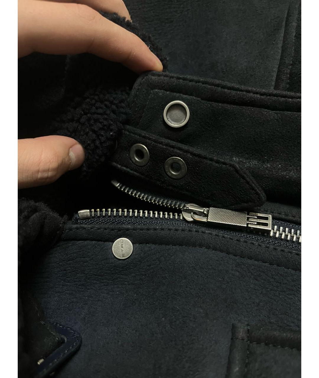 ETRO Темно-синяя кожаная дубленка/шуба, фото 4