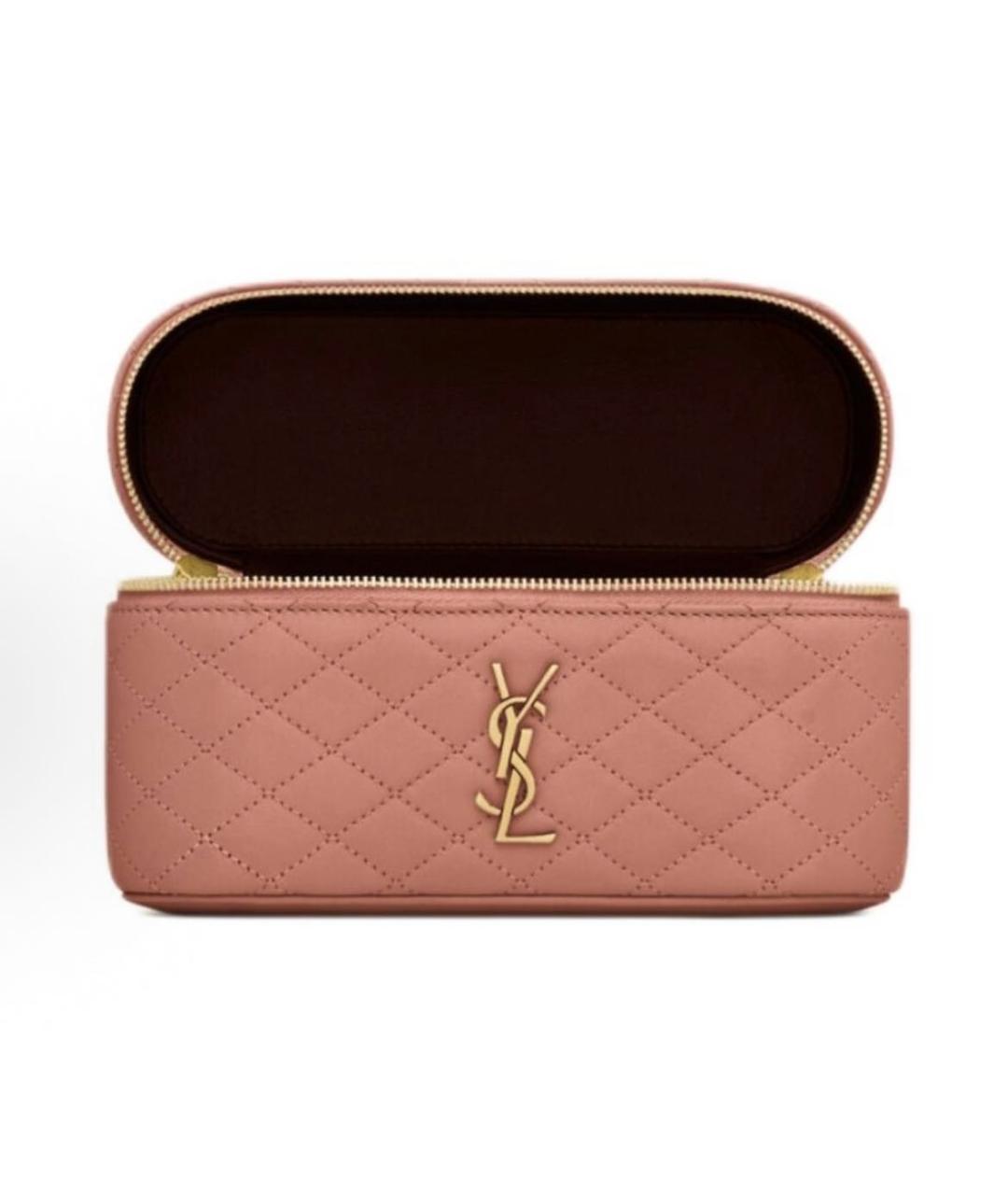 SAINT LAURENT Розовая кожаная сумка с короткими ручками, фото 2