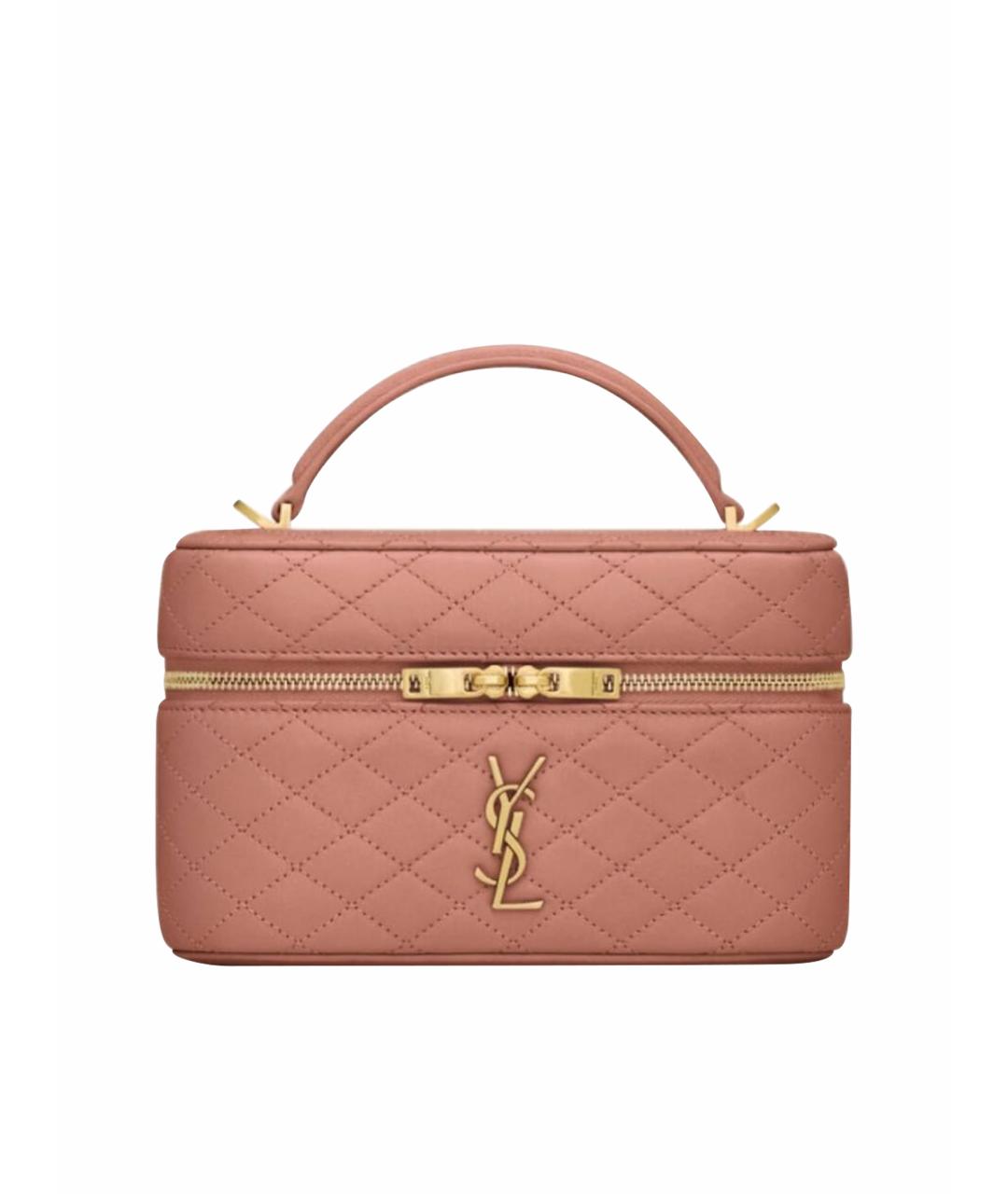 SAINT LAURENT Розовая кожаная сумка с короткими ручками, фото 1