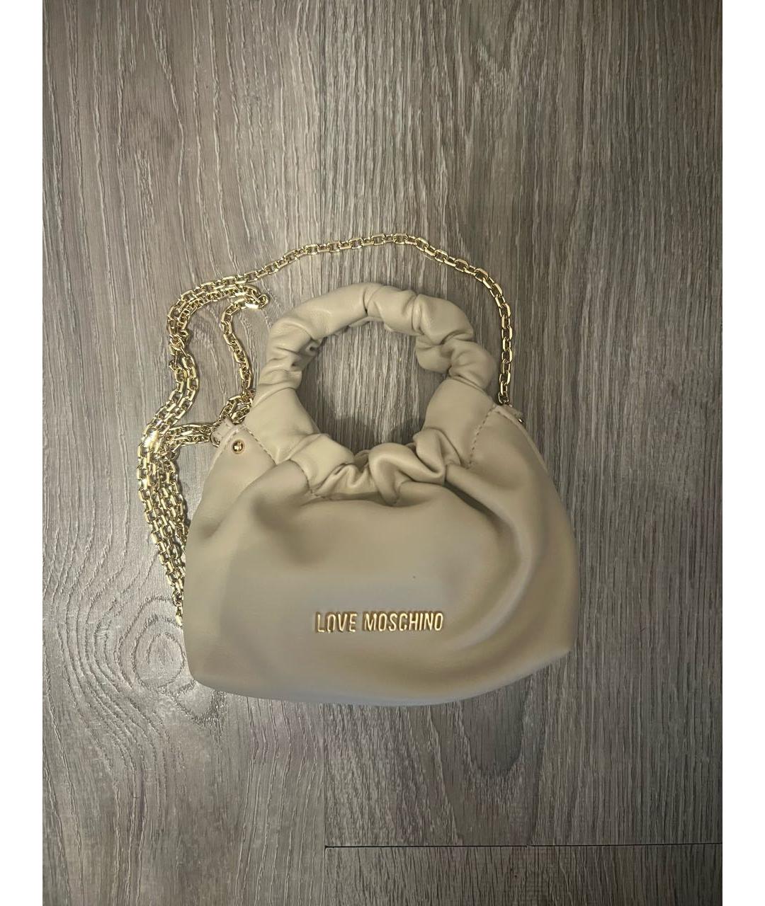 LOVE MOSCHINO Бежевая сумка через плечо из искусственной кожи, фото 7