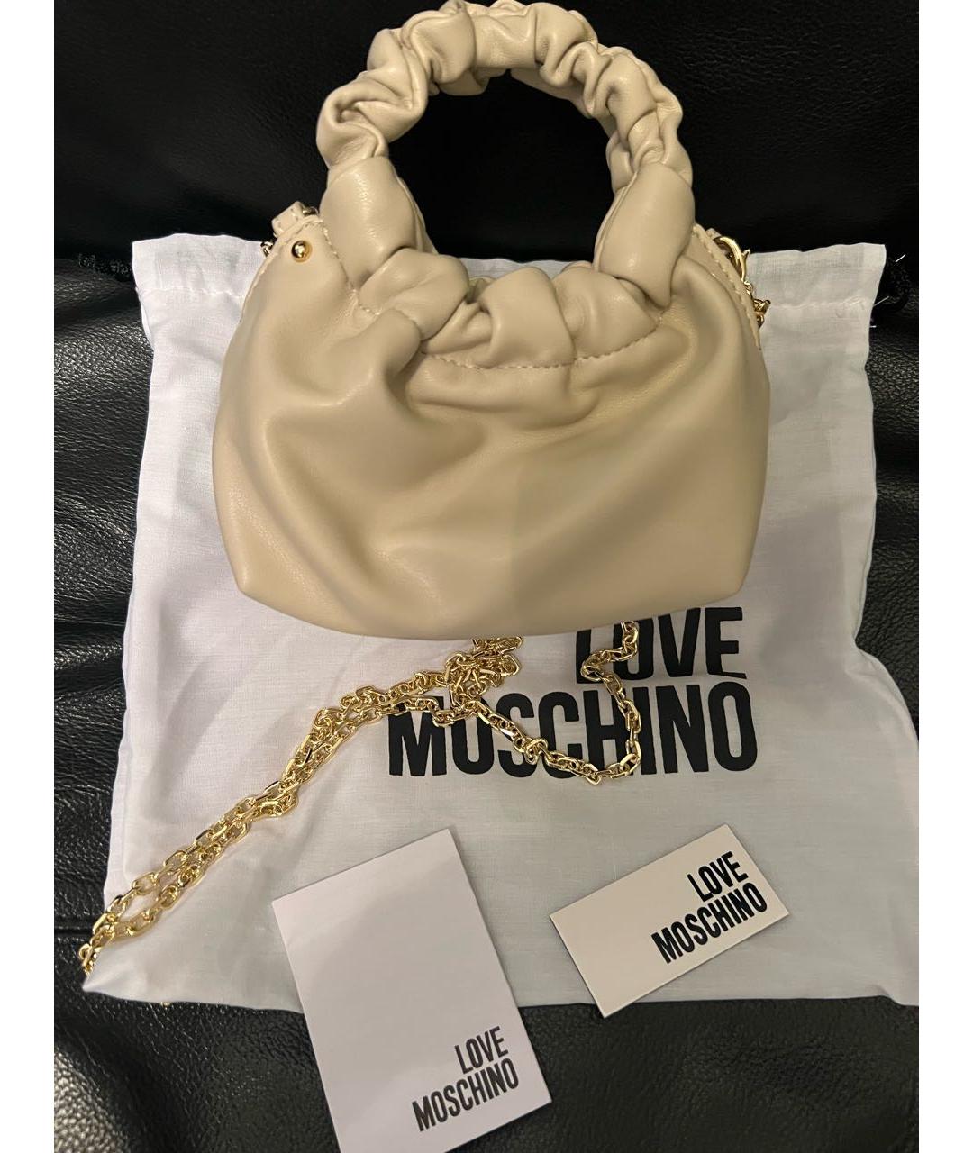 LOVE MOSCHINO Бежевая сумка через плечо из искусственной кожи, фото 4