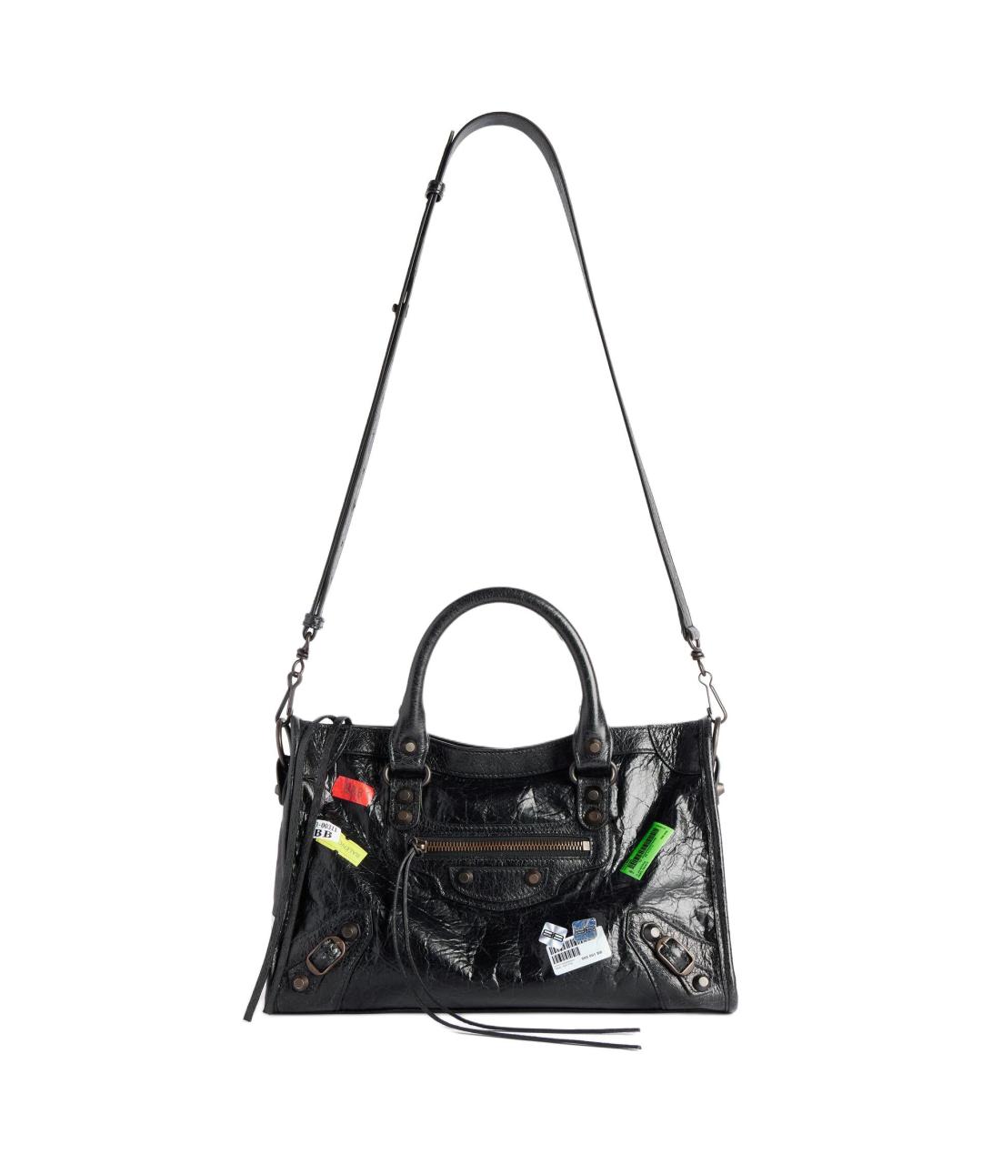 BALENCIAGA Черная кожаная сумка через плечо, фото 4