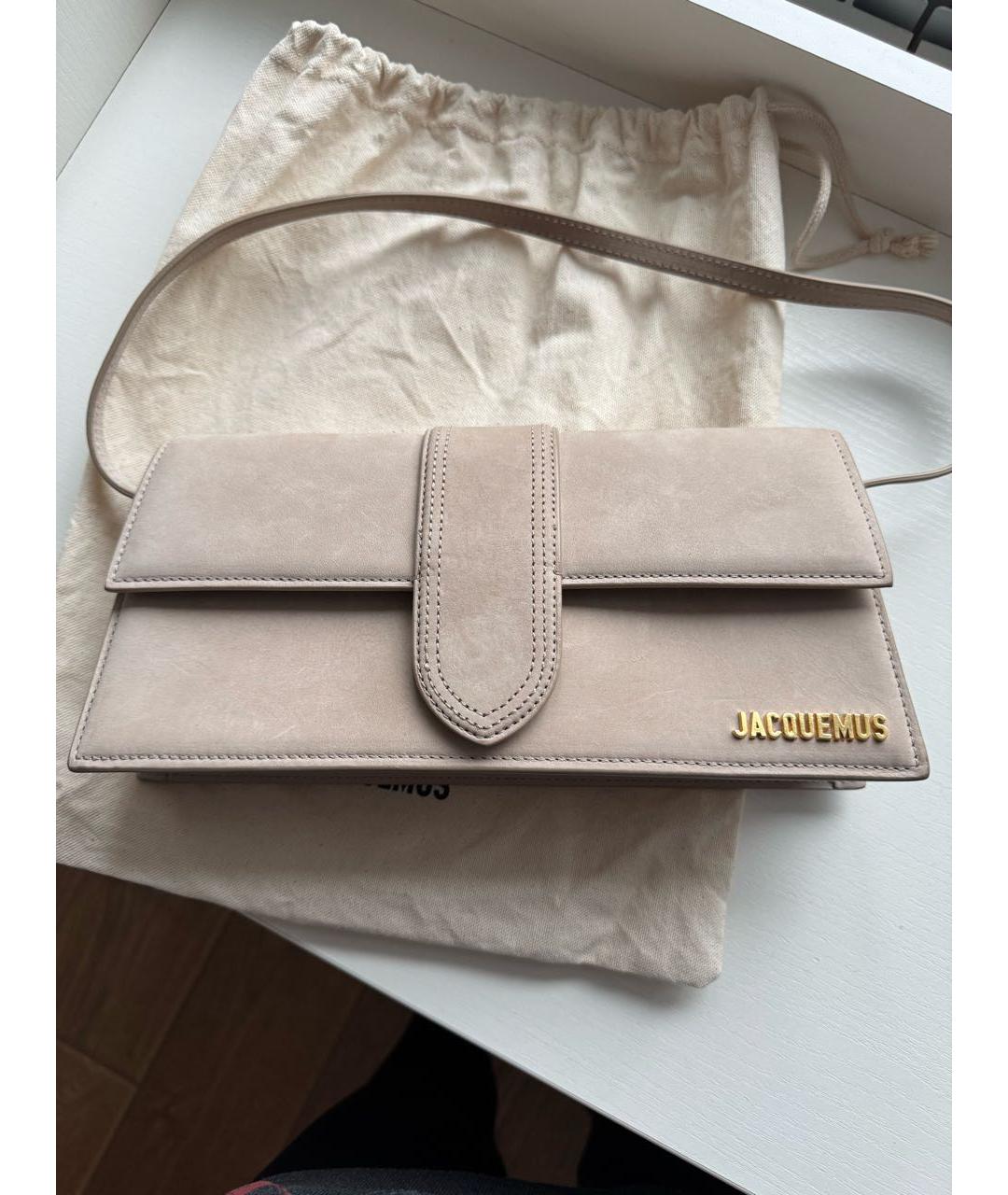 JACQUEMUS Бежевая замшевая сумка через плечо, фото 2