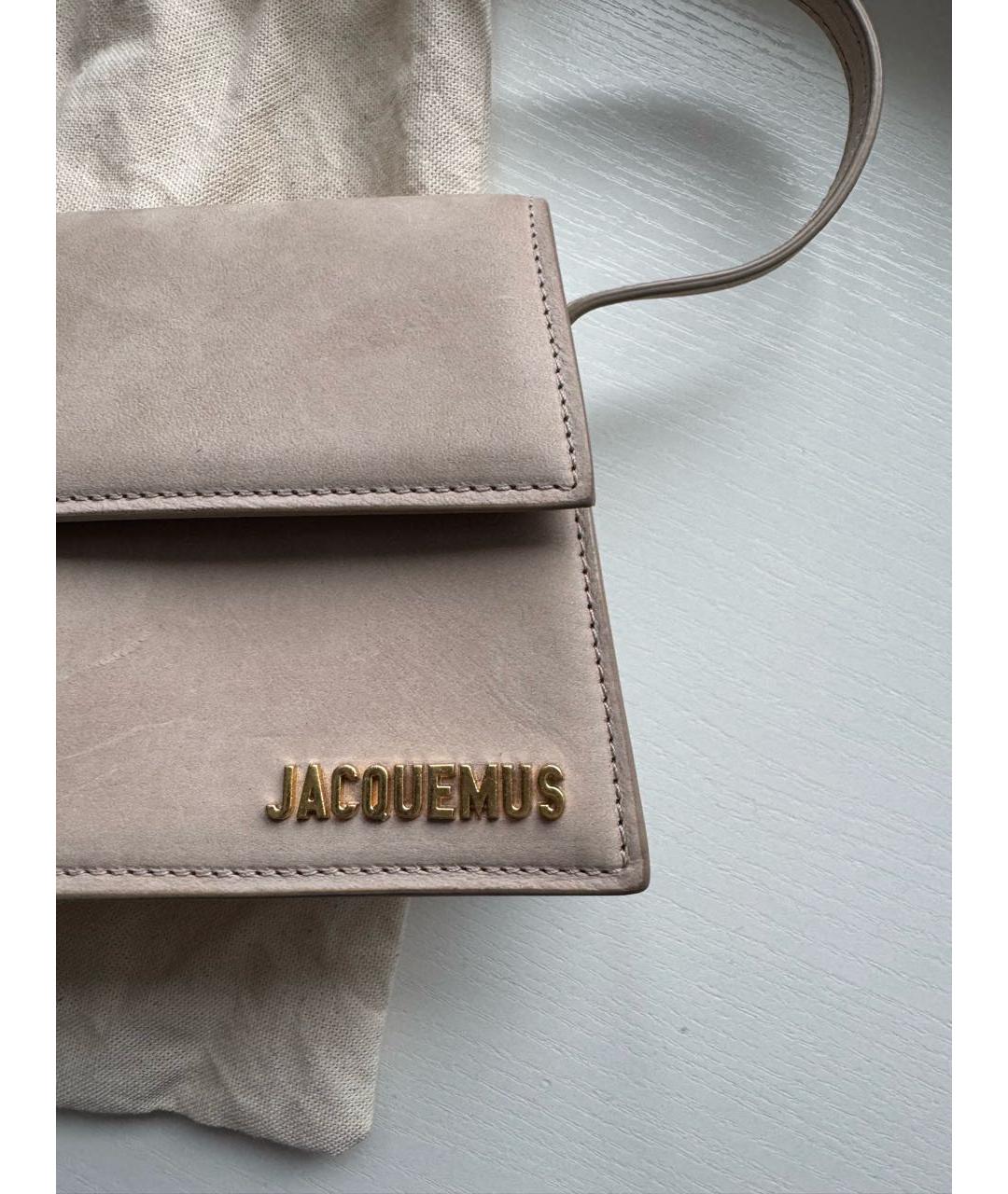 JACQUEMUS Бежевая замшевая сумка через плечо, фото 4