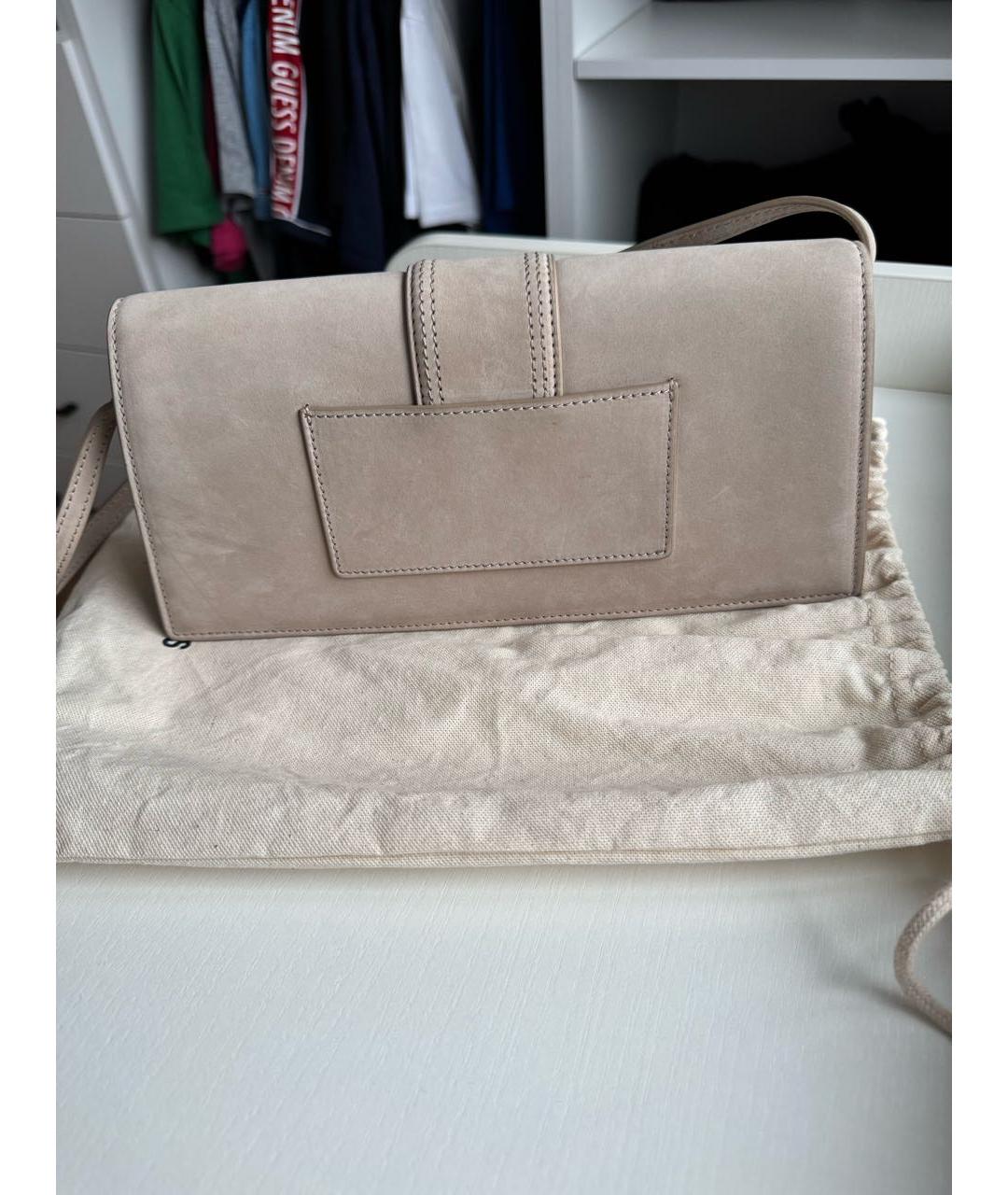 JACQUEMUS Бежевая замшевая сумка через плечо, фото 3