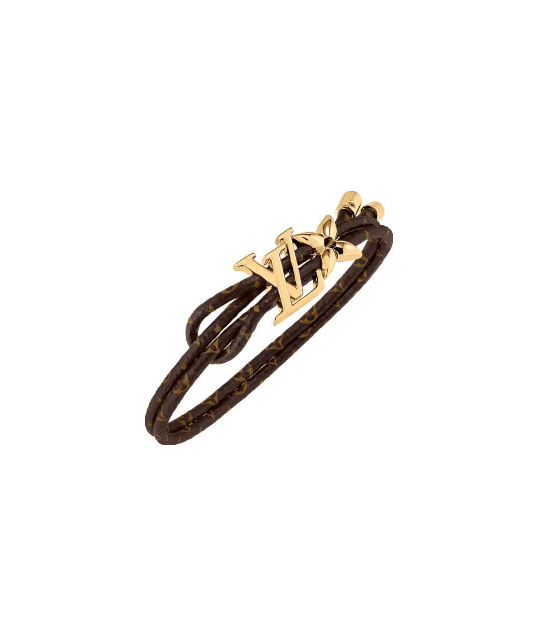 LOUIS VUITTON Коричневый кожаный браслет, фото 2