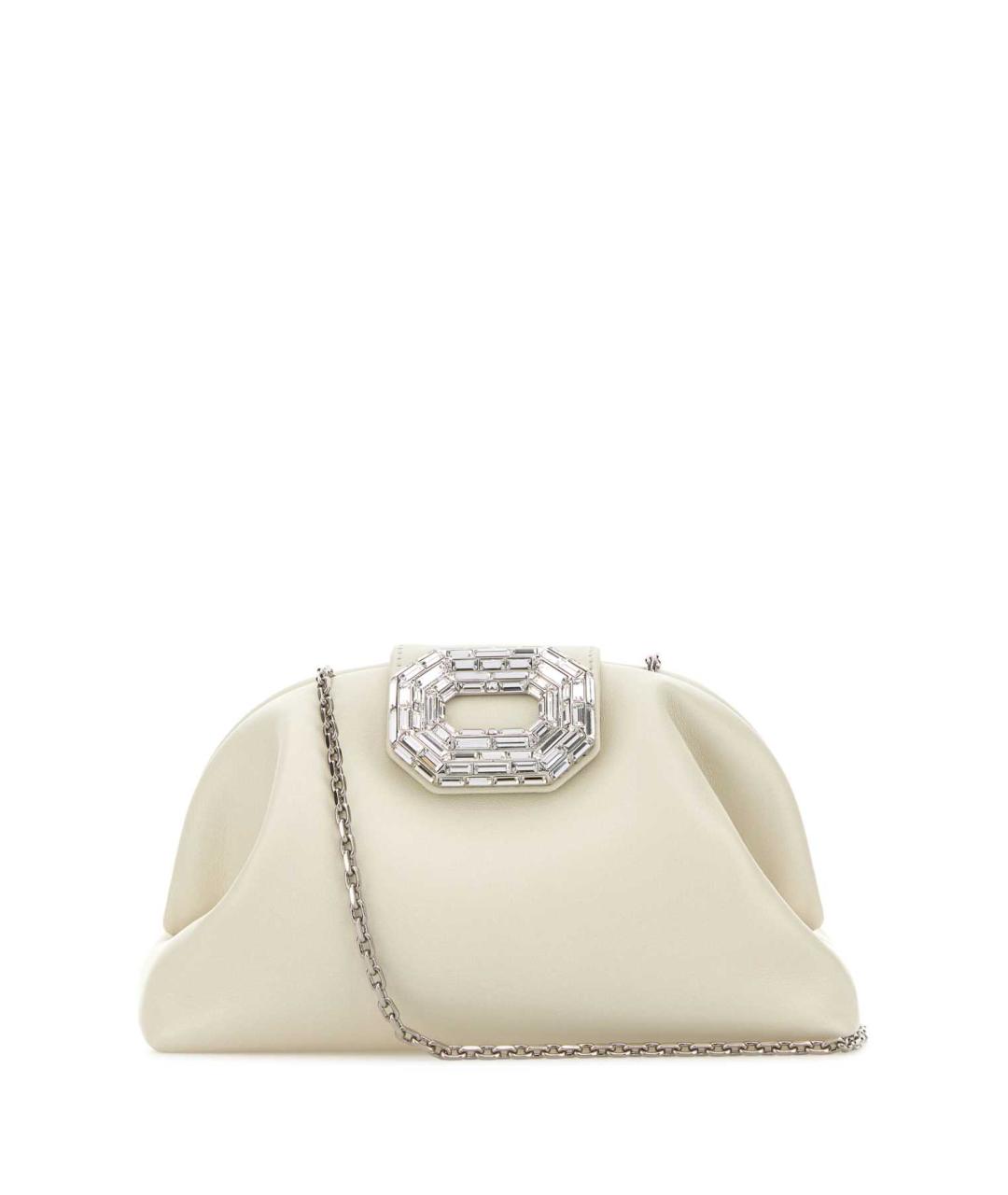 Amina Muaddi Белая кожаная сумка с короткими ручками, фото 1
