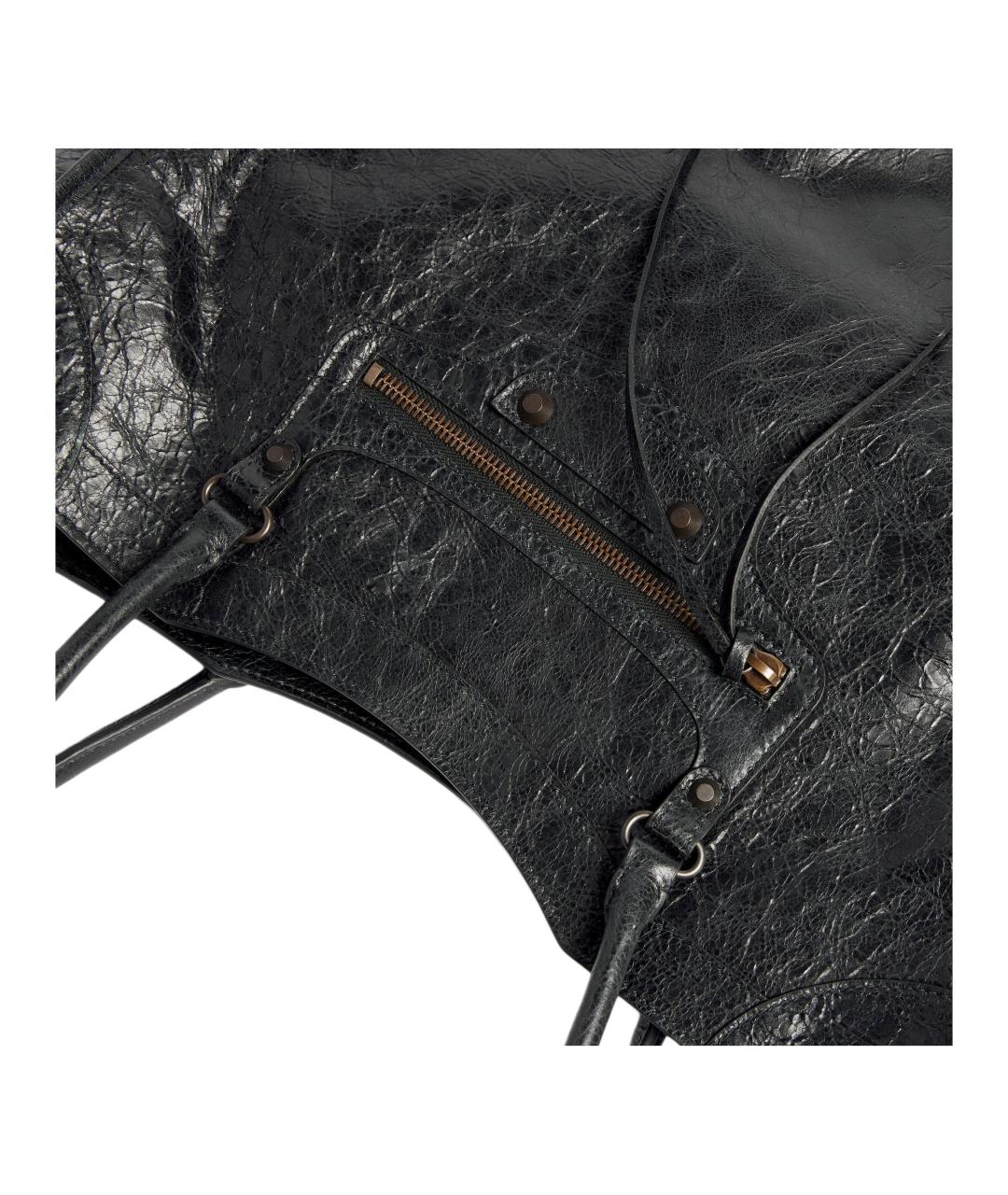 BALENCIAGA Черная кожаная сумка через плечо, фото 5