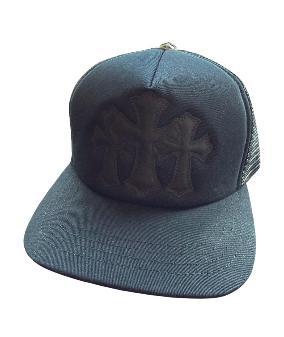 CHROME HEARTS Черная кожаная кепка/бейсболка, фото 1