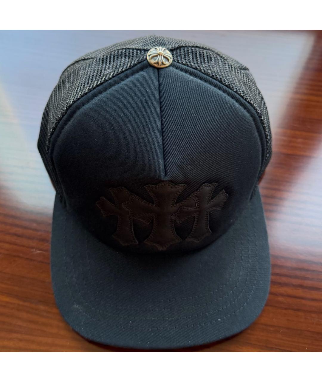 CHROME HEARTS Черная кожаная кепка/бейсболка, фото 3