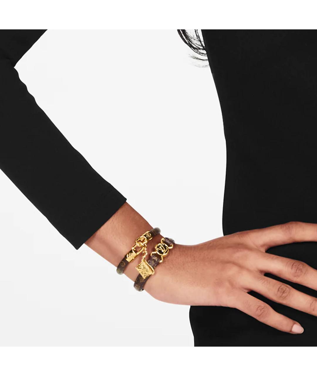 LOUIS VUITTON Коричневый кожаный браслет, фото 4