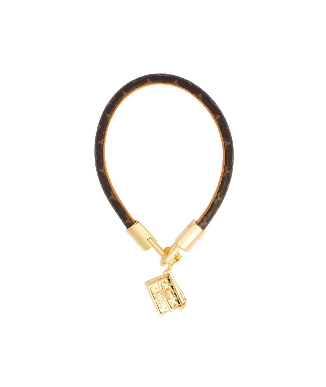 LOUIS VUITTON Коричневый кожаный браслет, фото 2