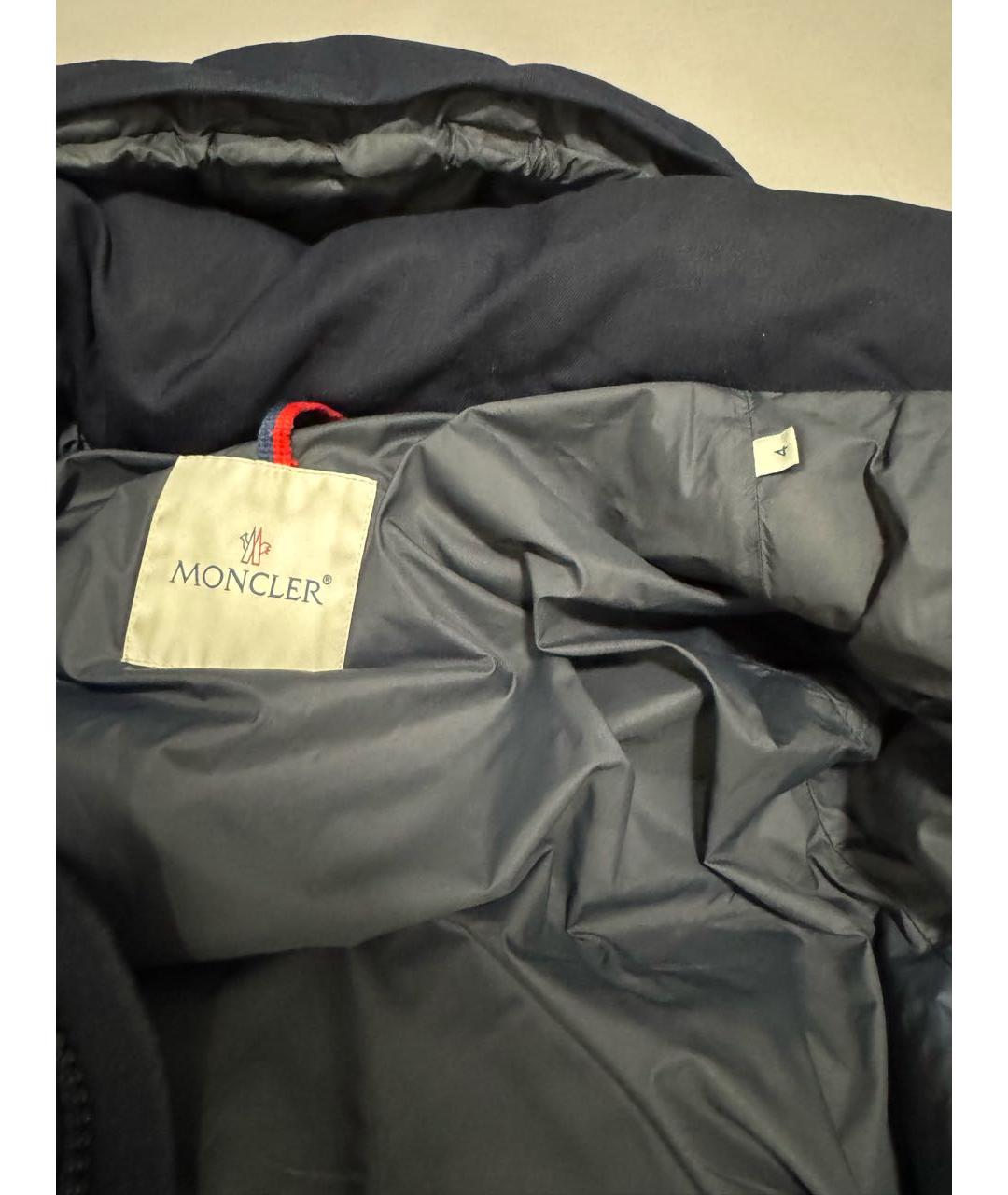 MONCLER Темно-синий шерстяной пуховик, фото 6