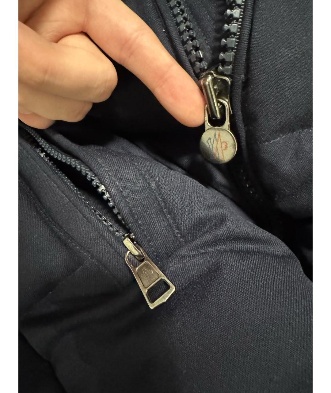 MONCLER Темно-синий шерстяной пуховик, фото 4